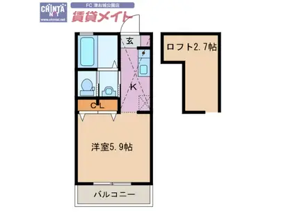 スマイルコーポ(1K/2階)の間取り写真