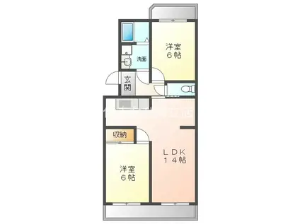 SUMMER BREEZE II(2LDK/4階)の間取り写真