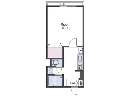 メルベイユⅡ(1K/1階)の間取り写真