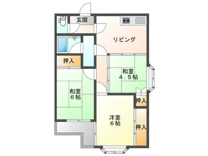 ウエラコート浜田(3LDK/4階)の間取り写真