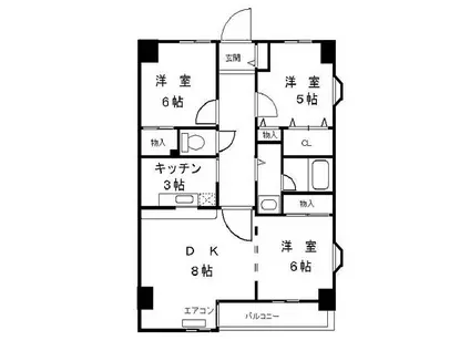 ディクレ平井(3LDK/1階)の間取り写真