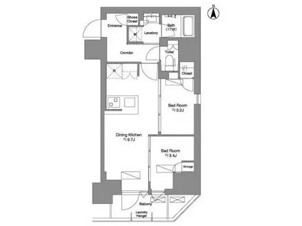 BRILLIA IST 新御徒町(2DK/6階)の間取り写真