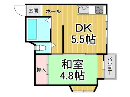 ジョンメゾン山田1(1DK/2階)の間取り写真
