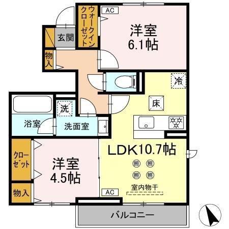 ルガーセグーロ LUGARSEGURO(2LDK/1階)の間取り写真