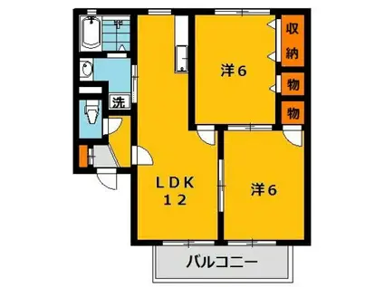 ヴィラ・ラフィーネA棟(2LDK/2階)の間取り写真