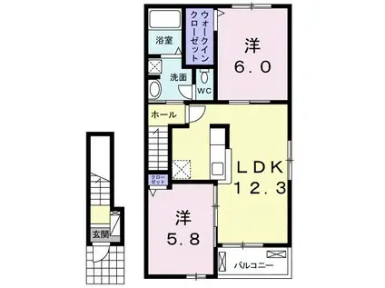 エテルノ・ソーレIII番館(2LDK/2階)の間取り写真