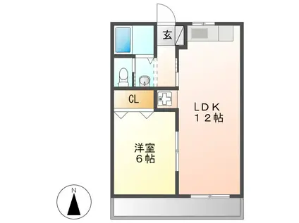 グレースフル(1LDK/1階)の間取り写真