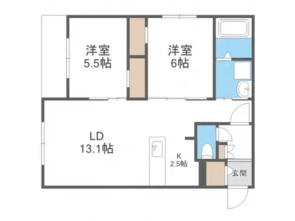 ALOHA(2LDK/1階)の間取り写真