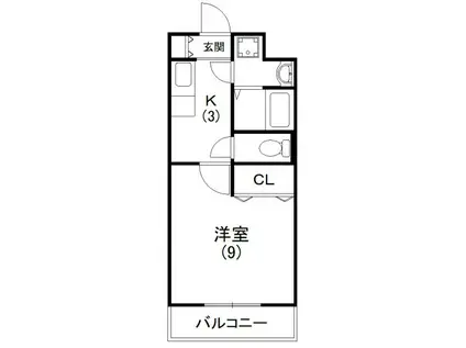 バンブーリーヴスI(1K/4階)の間取り写真