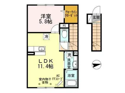クレア・ド・ルーン(1LDK/2階)の間取り写真