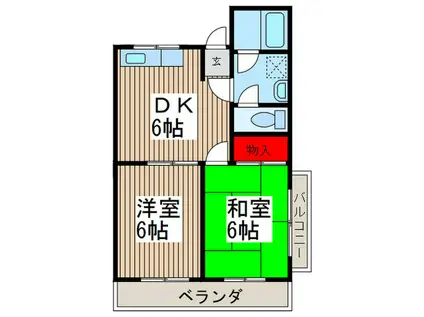 ルシエール戸田公園(2DK/3階)の間取り写真