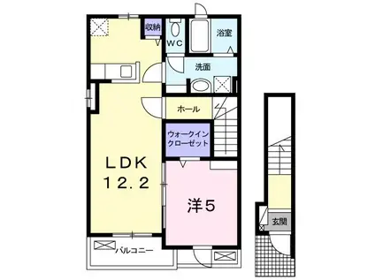 エミーユV(1LDK/2階)の間取り写真