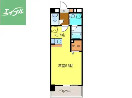 エルモソ ピソ(ワンルーム/2階)の間取り写真