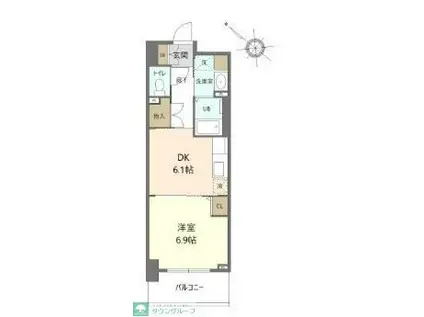 ステイブル協和(1DK/6階)の間取り写真