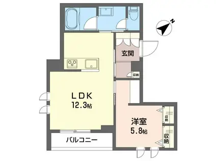 ペレテラス(1LDK/2階)の間取り写真