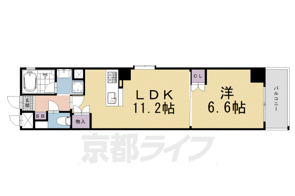 ベラジオ四条烏丸III(1LDK/10階)の間取り写真