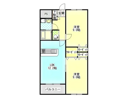 パークハウス中之庄(2LDK/2階)の間取り写真