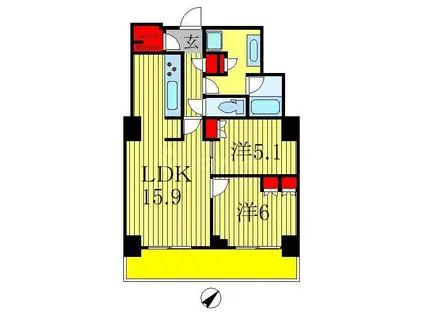 THE KASHIWA TOWER(2LDK/14階)の間取り写真