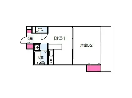 リバーサイド都古(1DK/4階)の間取り写真