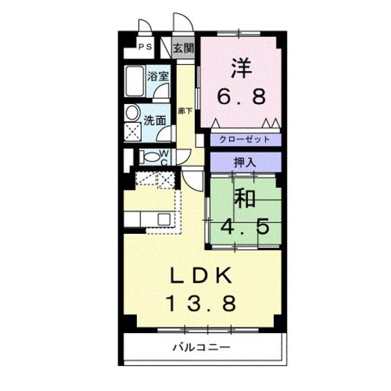 プラザ初雪A-1(2LDK/3階)の間取り写真