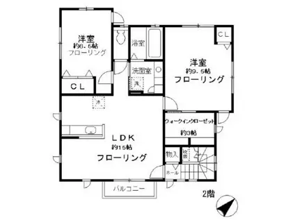 東急世田谷線 西太子堂駅 徒歩6分 2階建 築17年(2LDK/2階)の間取り写真