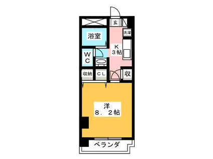 グランパレ中央林間(1K/2階)の間取り写真