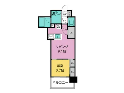 RJRプレシア百年橋(1LDK/10階)の間取り写真