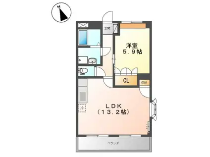 アルファルドII(1LDK/2階)の間取り写真