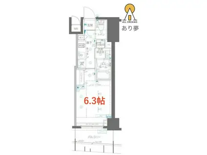 ZOOM横浜関内(1K/11階)の間取り写真