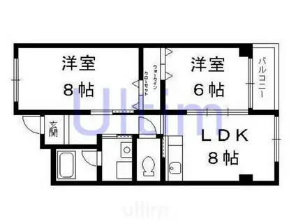 コーポラス伏見(2LDK/5階)の間取り写真