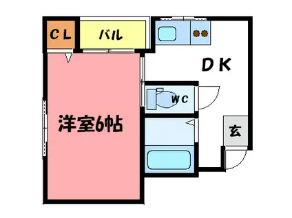 プランドール大久保(1DK/3階)の間取り写真