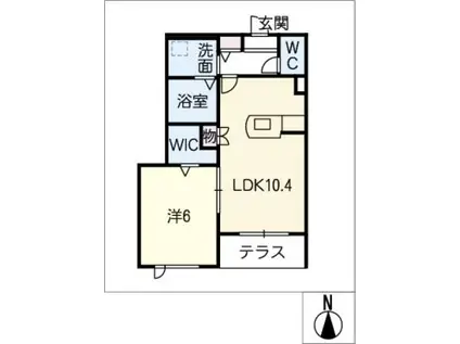 クレール幸川(1LDK/1階)の間取り写真