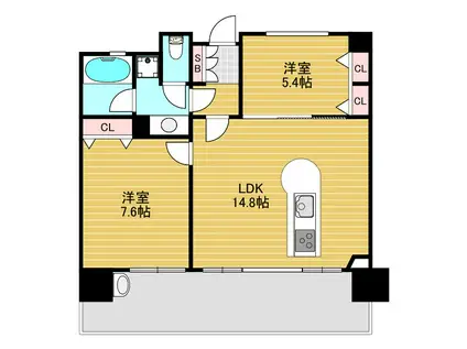 ルグランデ新大阪北(2LDK/9階)の間取り写真