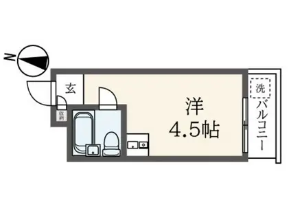 TOPROOM・千歳船橋(ワンルーム/1階)の間取り写真