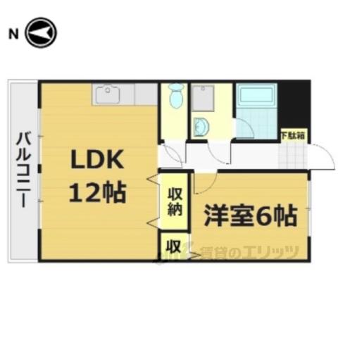 ヴィヨーム京都北大路(1LDK/1階)の間取り写真