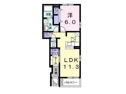 メゾン・シンフォニーA(1LDK/1階)の間取り写真