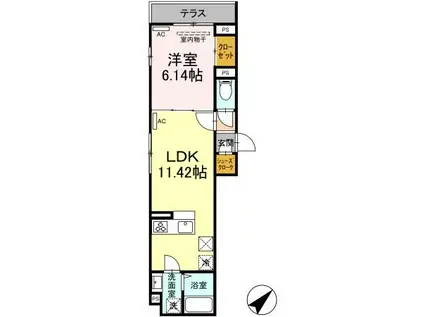 D-STYLE氷川台(1LDK/1階)の間取り写真