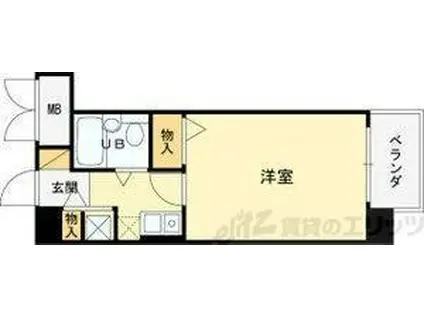 メロディーハイム淡路(1K/2階)の間取り写真