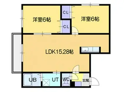 ルシアン元町(2LDK/4階)の間取り写真
