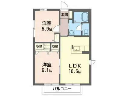セレナード(2LDK/2階)の間取り写真