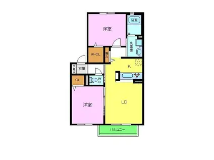シャーメゾン鈴の宮(2LDK/1階)の間取り写真