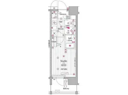 ガーラ・グランディ五反田(1K/8階)の間取り写真