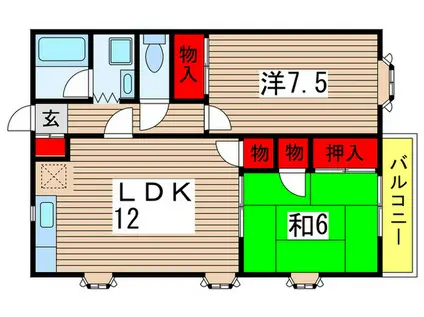 第6高栄ハイツ(2LDK/1階)の間取り写真