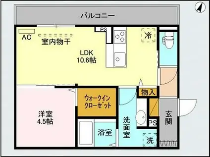 フォルテア A(1LDK/3階)の間取り写真
