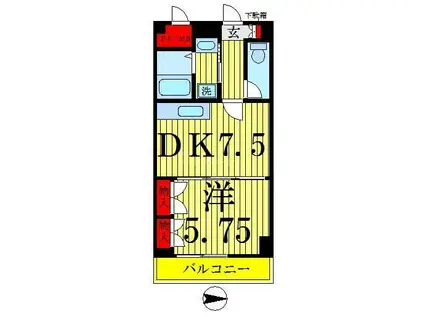 パークタウンII(1DK/4階)の間取り写真
