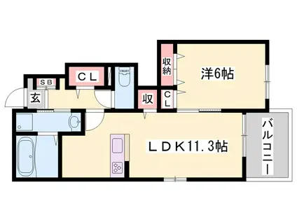 PLATA I(1LDK/1階)の間取り写真