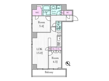 URBAN PARK GRANDE代官山(2LDK/2階)の間取り写真