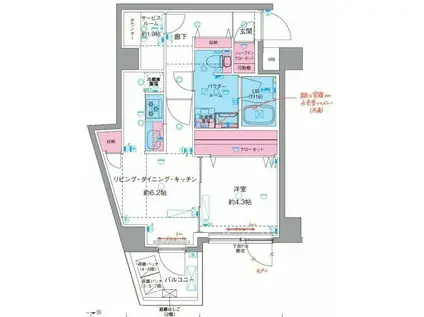 GENOVIA東向島IV(1SLDK/4階)の間取り写真
