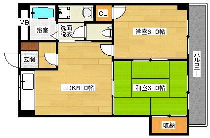 リバーサイド小島(2LDK/5階)の間取り写真