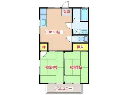 シャインキャッスル(2LDK/2階)の間取り写真